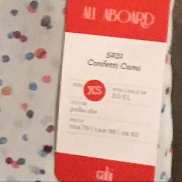 CAbi NWT Camisole Polka Dot Confetti Multi Colored size XS 5231 Blue White Pink - Picture 6 of 10